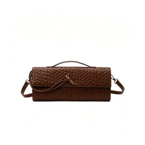 Woven Women Bag French Stick Bag Evening Organ Bag, Fashion Clutch Shoulder Crossbody Bag, Christmas Dating Gift, Coffee